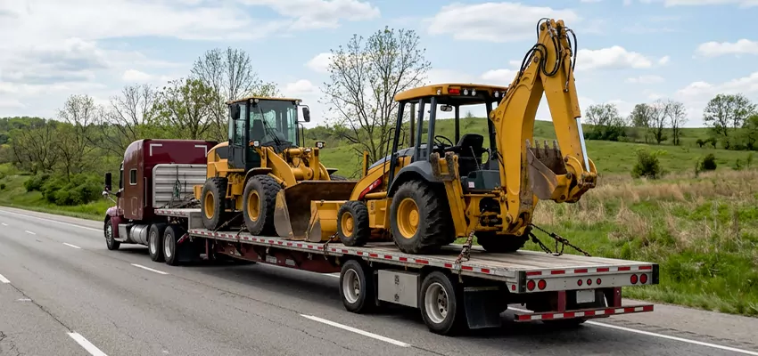 Loader and Backhoe Tractors Transport Texas